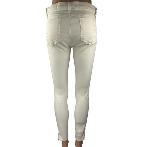 Rag & Bone Women's White Skinny Leg Mid Rise Zipper Biker Denim Jeans Pants 29 - Picture 3 of 6